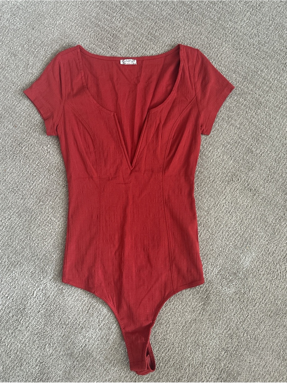 Free People Crimson Red Ribbed Top
